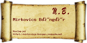 Mirkovics Böngér névjegykártya
